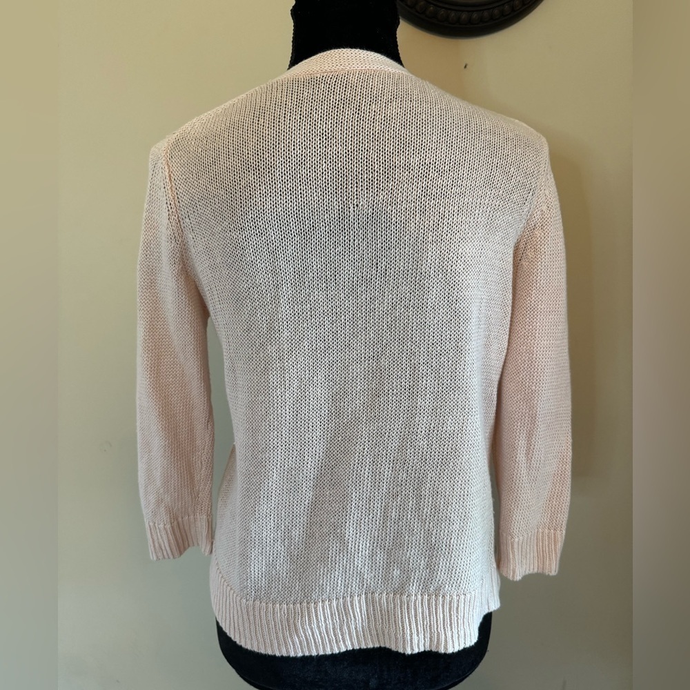 Talbots sz S Petite all linen knit pale blush cardigan - Picture 4 of 5